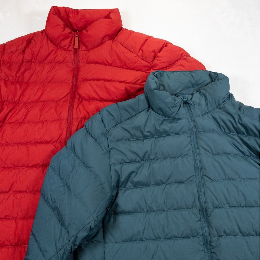 LOT 2 Uniqlo Ultra Light Down Filled Jacket Mens S Red Green Full Zip Puffer